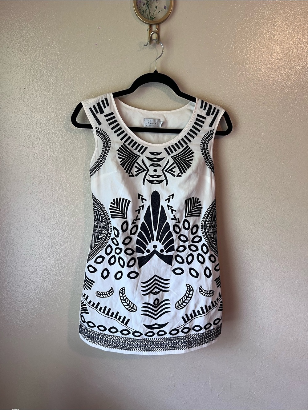The Limited White Mini Dress with Black Tribal Print